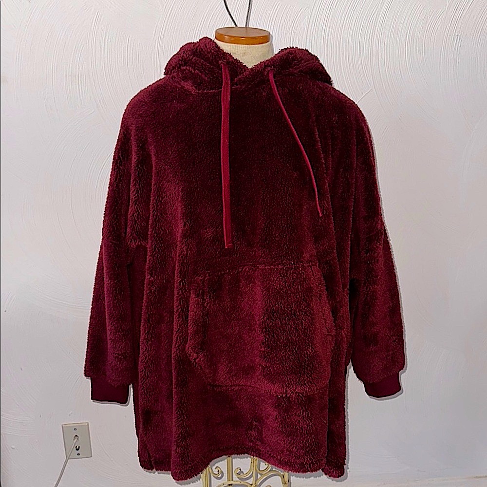 Eddie Bauer Burgundy Fleece Hoodie Sweater Sz S/M